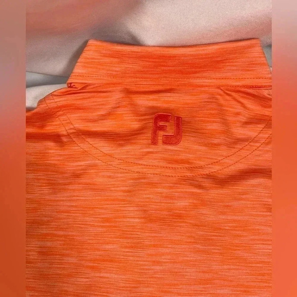 FootJoy Polo Shirt Men’s Medium Orange Heather Performance Short Sleeve Golf - Picture 8 of 8
